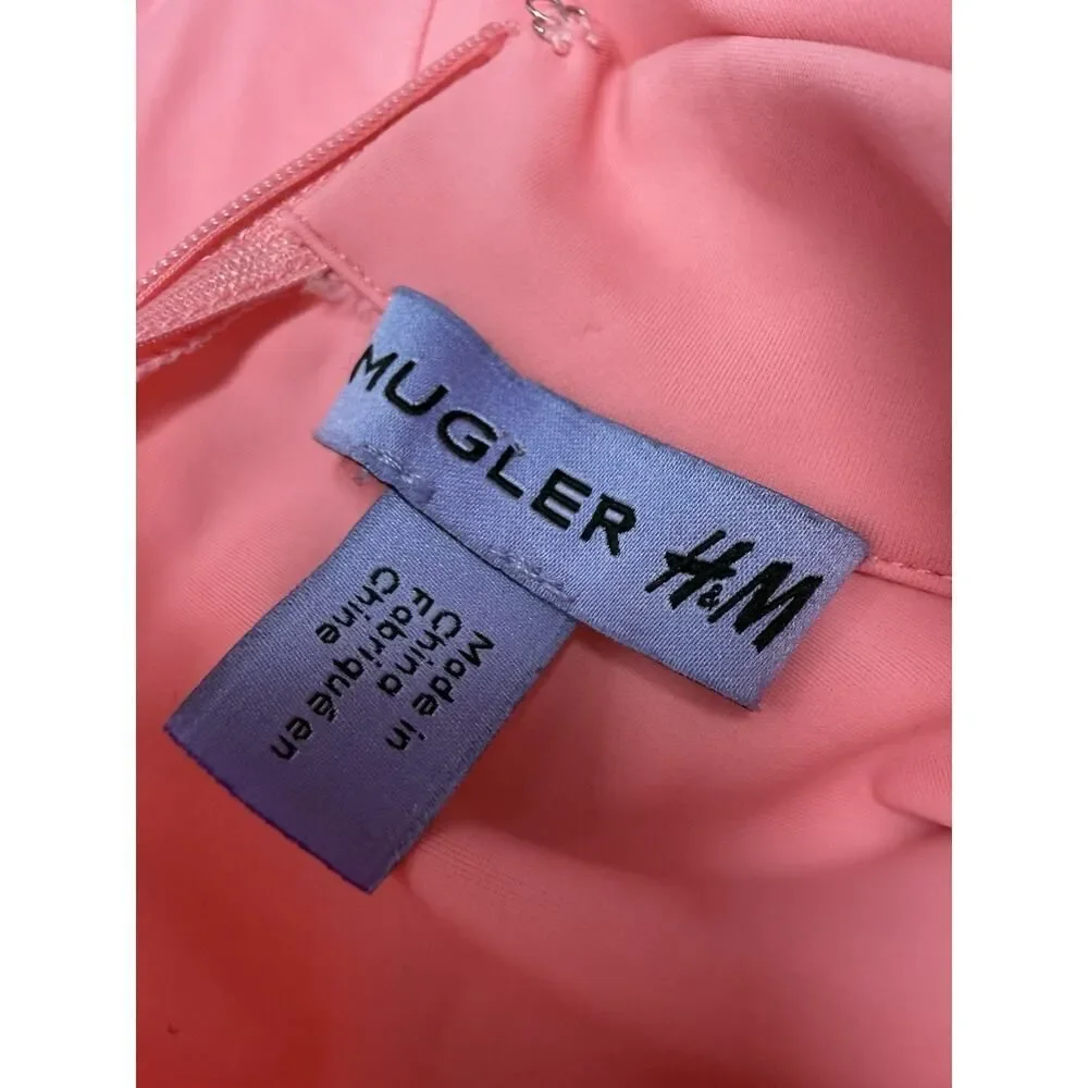 Mugler x H&M Pink Mesh Paneled Mini Dress Bodycon Long Sleeve 2XL - Picture 11 of 14